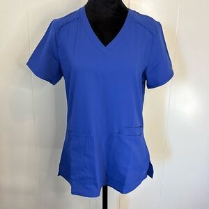 Med Couture Insight Women’s Blue V-Neck Scrub Top | Small |